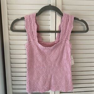 Free People Pink Textured Tank Top